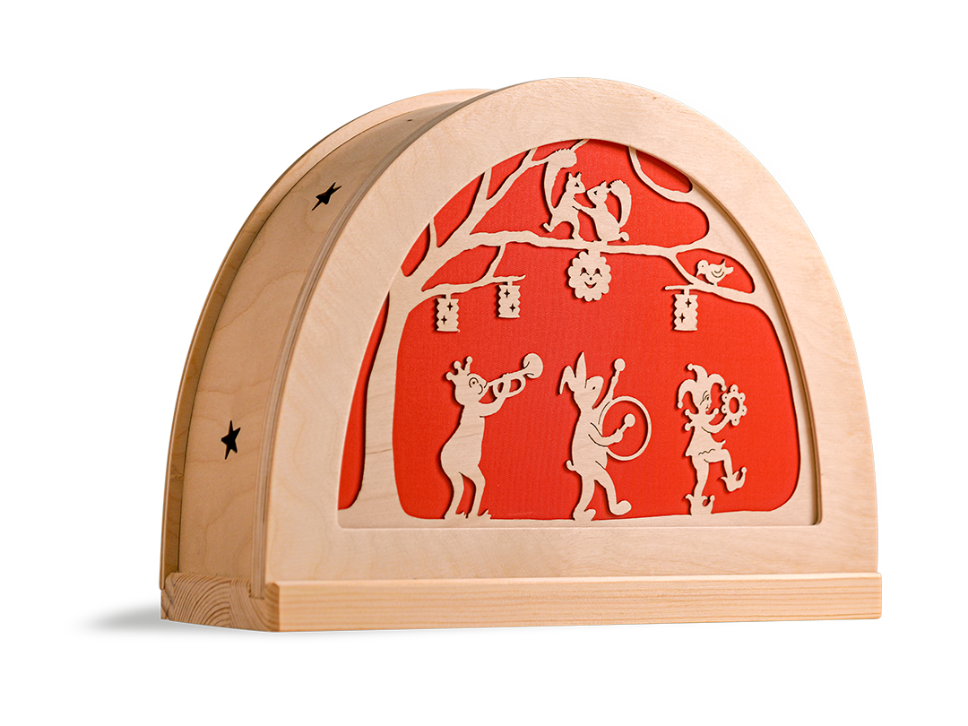 Feestoptocht silhouet in houten silhouetlamp voor seizoentafel