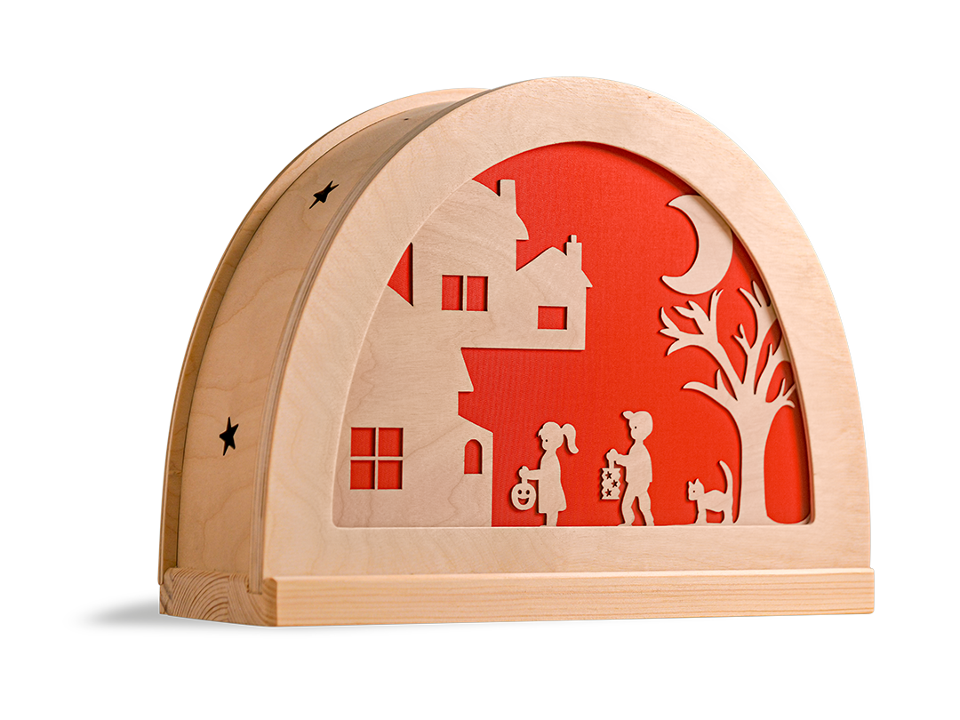 Sint Maarten silhouet in houten silhouetlamp voor seizoentafel