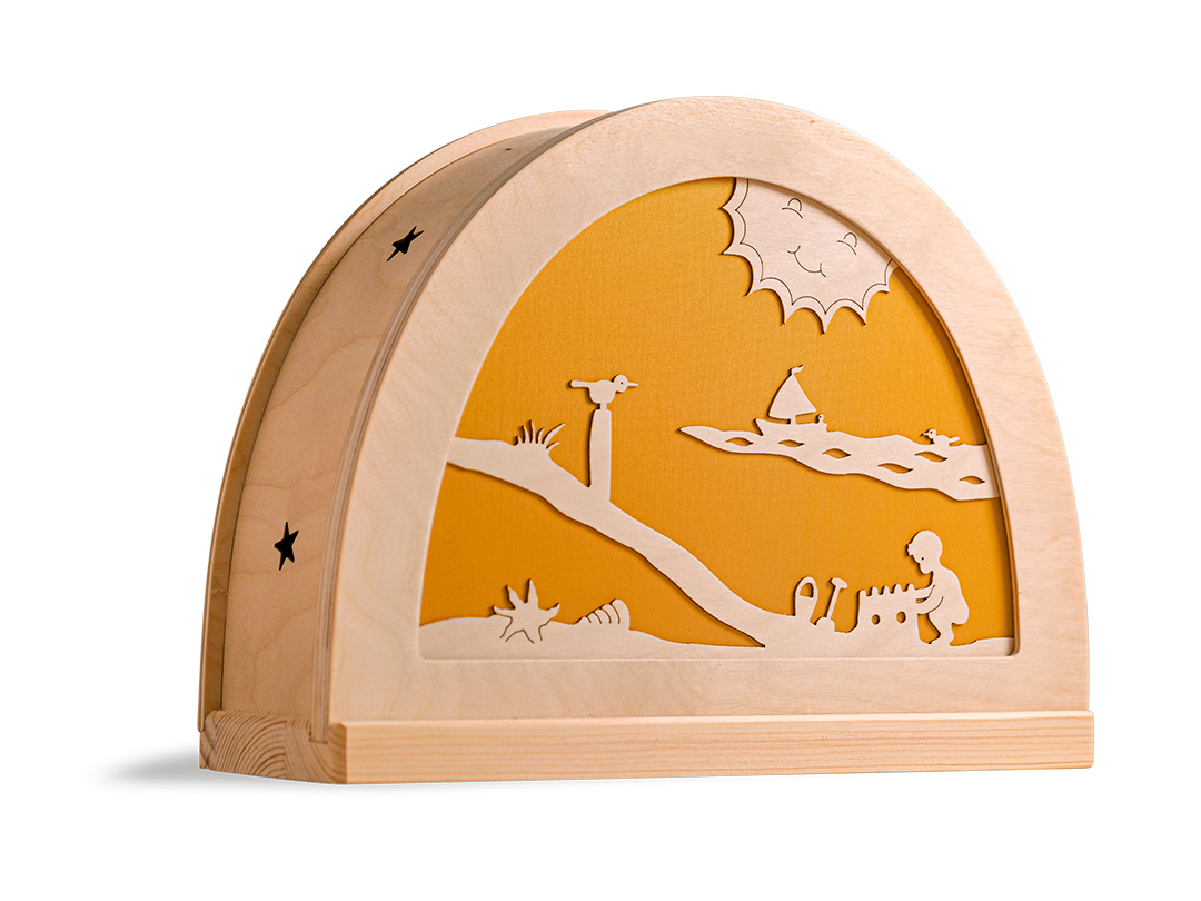 Silhouet zomer in houten silhouetlamp voor seizoentafel