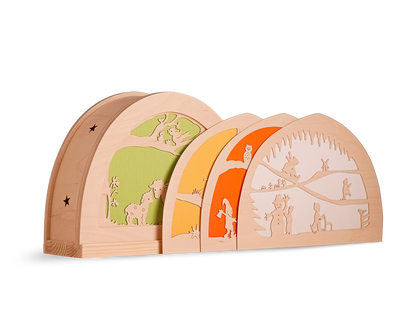 Silhouetlamp bundel met houten silhouetten voor de seizoenen