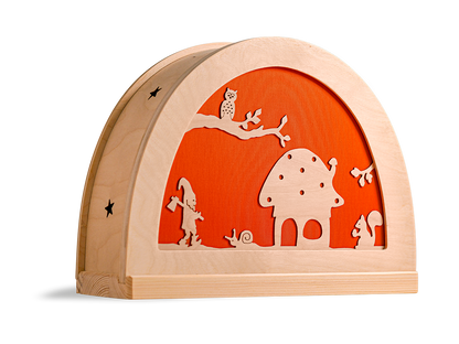 Silhouet herfst in houten silhouetlamp voor seizoentafel