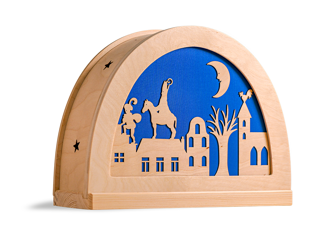 Sinterklaas silhouet in houten silhouetlamp voor seizoentafel