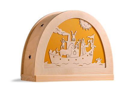 Stoomboot van Sint silhouet in houten silhouetlamp voor seizoentafel