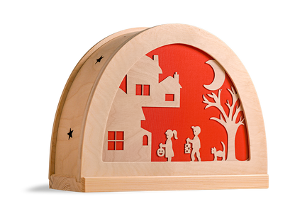 Sint Maarten silhouet in houten silhouetlamp voor seizoentafel