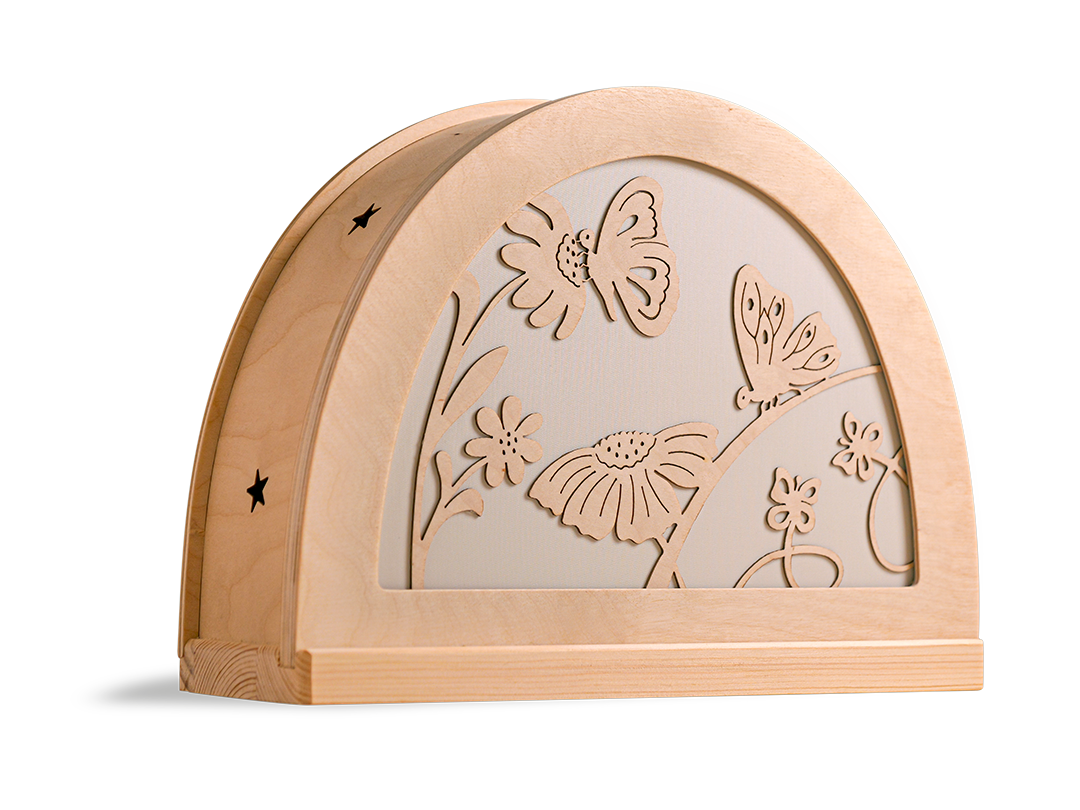 Vlinder silhouet in houten silhouetlamp voor seizoentafel