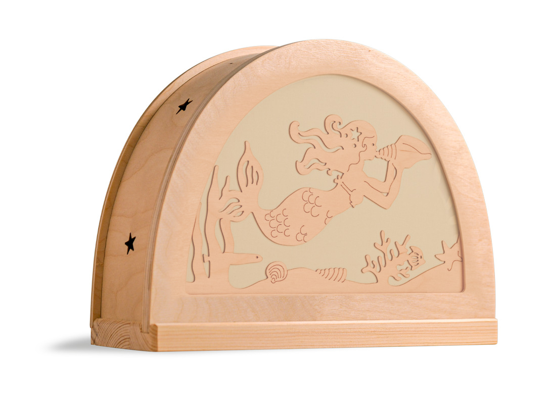 Zeemeerminnen silhouet in houten silhouetlamp voor seizoentafel