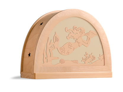 Zeemeerminnen silhouet in houten silhouetlamp voor seizoentafel